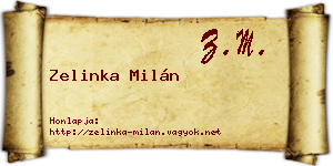 Zelinka Milán névjegykártya